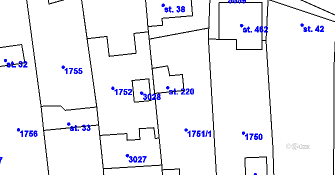 Parcela st. 220 v KÚ Nedachlebice, Katastrální mapa