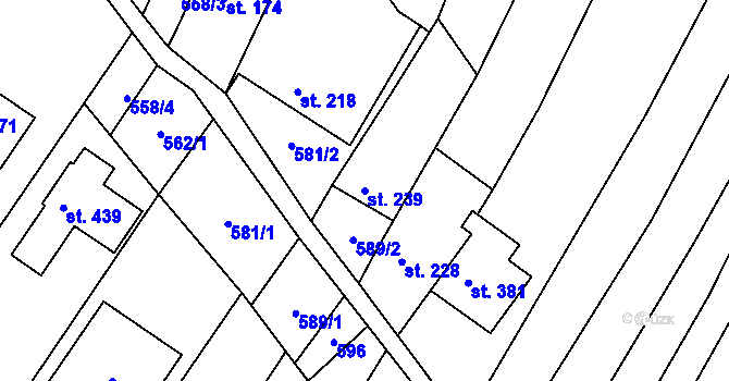 Parcela st. 239 v KÚ Nedachlebice, Katastrální mapa