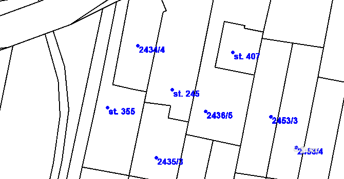 Parcela st. 245 v KÚ Nedachlebice, Katastrální mapa
