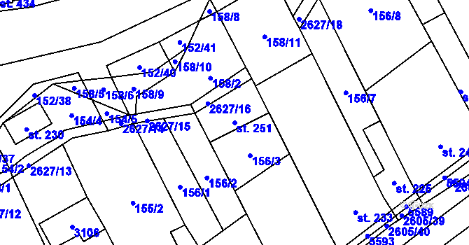 Parcela st. 251 v KÚ Nedachlebice, Katastrální mapa