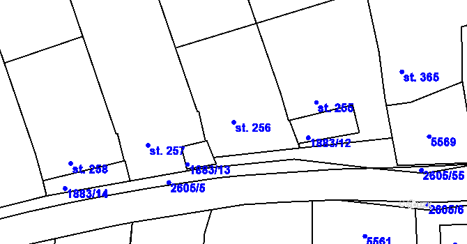 Parcela st. 256 v KÚ Nedachlebice, Katastrální mapa