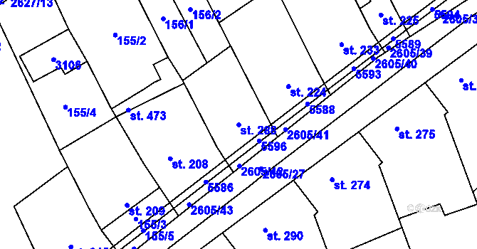 Parcela st. 288 v KÚ Nedachlebice, Katastrální mapa