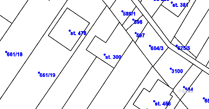 Parcela st. 300 v KÚ Nedachlebice, Katastrální mapa