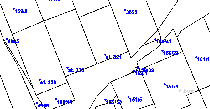 Parcela st. 321 v KÚ Nedachlebice, Katastrální mapa