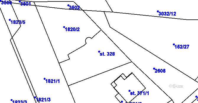 Parcela st. 328 v KÚ Nedachlebice, Katastrální mapa