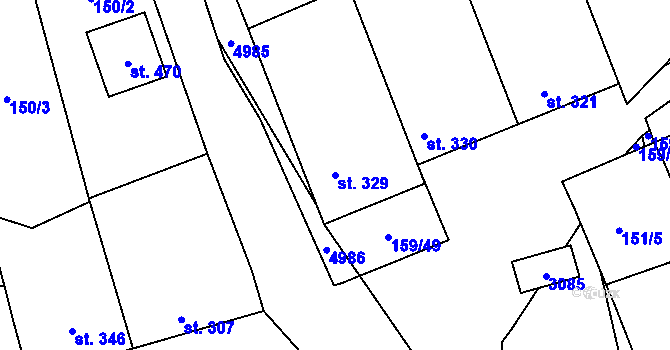 Parcela st. 329 v KÚ Nedachlebice, Katastrální mapa