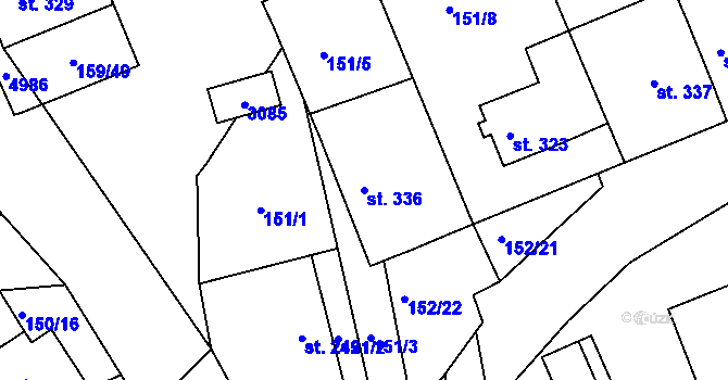 Parcela st. 336 v KÚ Nedachlebice, Katastrální mapa
