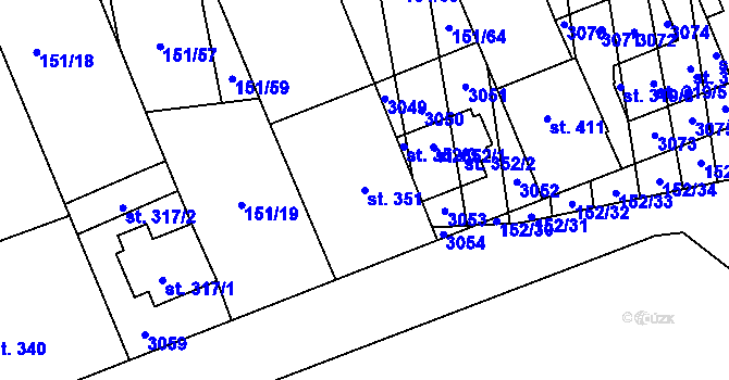 Parcela st. 351 v KÚ Nedachlebice, Katastrální mapa