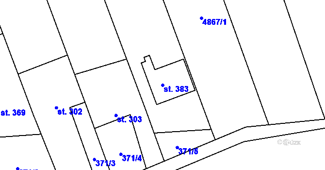 Parcela st. 383 v KÚ Nedachlebice, Katastrální mapa