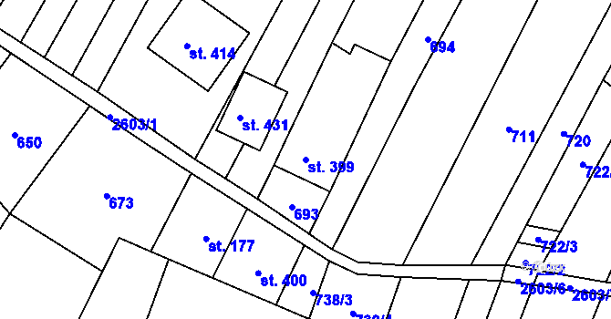 Parcela st. 399 v KÚ Nedachlebice, Katastrální mapa