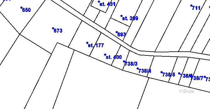 Parcela st. 400 v KÚ Nedachlebice, Katastrální mapa