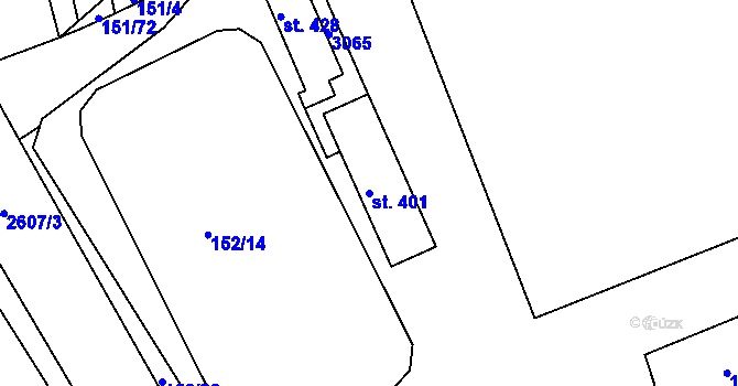 Parcela st. 401 v KÚ Nedachlebice, Katastrální mapa