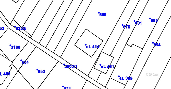 Parcela st. 414 v KÚ Nedachlebice, Katastrální mapa