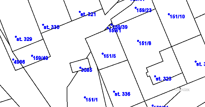 Parcela st. 151/5 v KÚ Nedachlebice, Katastrální mapa