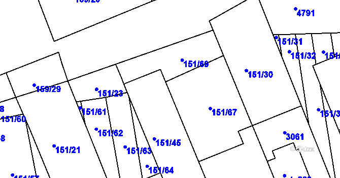 Parcela st. 151/27 v KÚ Nedachlebice, Katastrální mapa