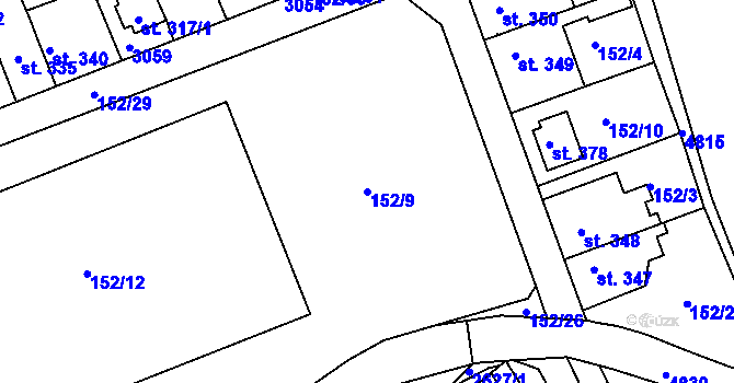 Parcela st. 152/9 v KÚ Nedachlebice, Katastrální mapa