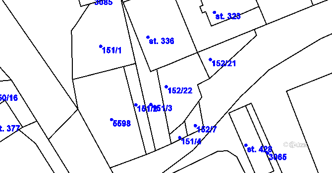 Parcela st. 152/22 v KÚ Nedachlebice, Katastrální mapa