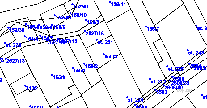 Parcela st. 156/3 v KÚ Nedachlebice, Katastrální mapa