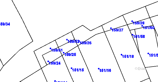 Parcela st. 159/26 v KÚ Nedachlebice, Katastrální mapa