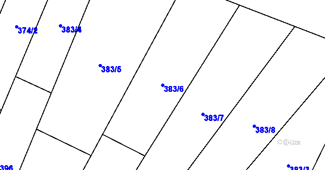 Parcela st. 383/6 v KÚ Nedachlebice, Katastrální mapa