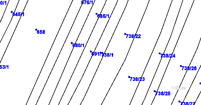 Parcela st. 738/1 v KÚ Nedachlebice, Katastrální mapa