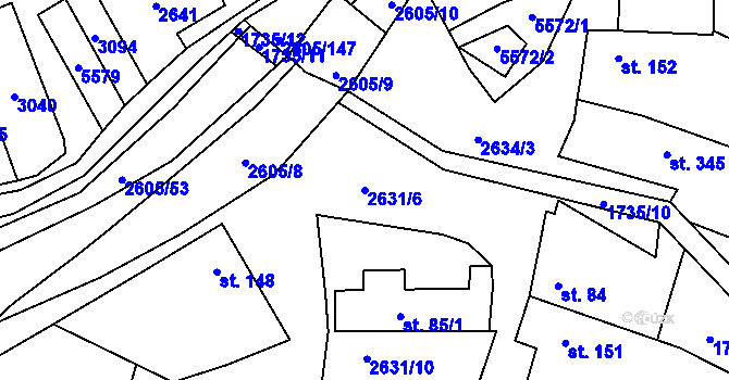 Parcela st. 2631/6 v KÚ Nedachlebice, Katastrální mapa
