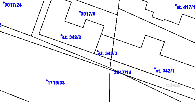 Parcela st. 342/3 v KÚ Nedachlebice, Katastrální mapa