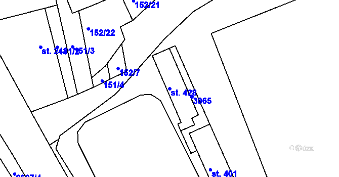Parcela st. 428 v KÚ Nedachlebice, Katastrální mapa