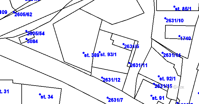 Parcela st. 93/1 v KÚ Nedachlebice, Katastrální mapa