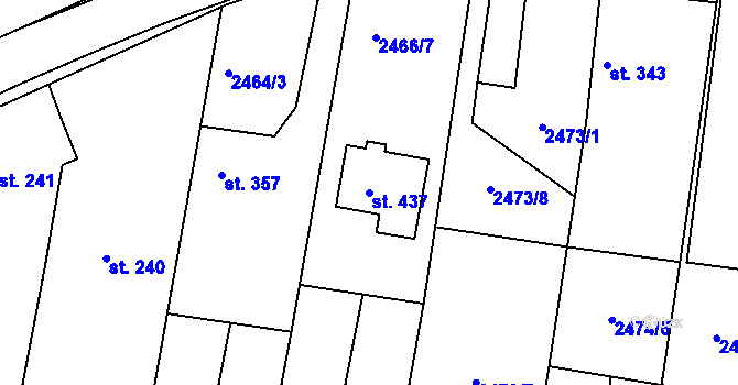 Parcela st. 437 v KÚ Nedachlebice, Katastrální mapa