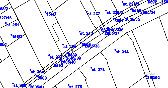 Parcela st. 2605/38 v KÚ Nedachlebice, Katastrální mapa