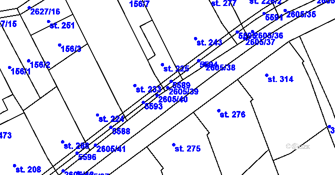 Parcela st. 2605/39 v KÚ Nedachlebice, Katastrální mapa