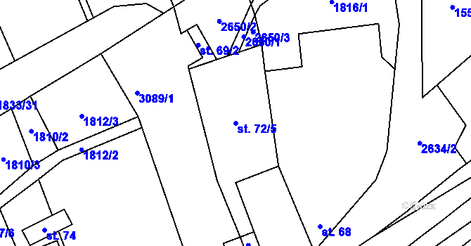 Parcela st. 72/5 v KÚ Nedachlebice, Katastrální mapa