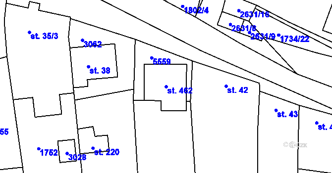 Parcela st. 462 v KÚ Nedachlebice, Katastrální mapa