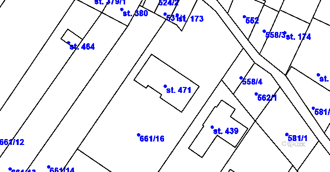 Parcela st. 471 v KÚ Nedachlebice, Katastrální mapa
