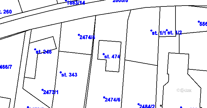 Parcela st. 474 v KÚ Nedachlebice, Katastrální mapa