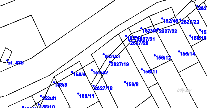 Parcela st. 152/43 v KÚ Nedachlebice, Katastrální mapa