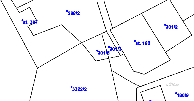 Parcela st. 301/5 v KÚ Nedachlebice, Katastrální mapa