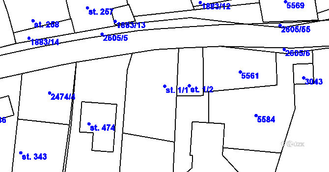 Parcela st. 1/1 v KÚ Nedachlebice, Katastrální mapa