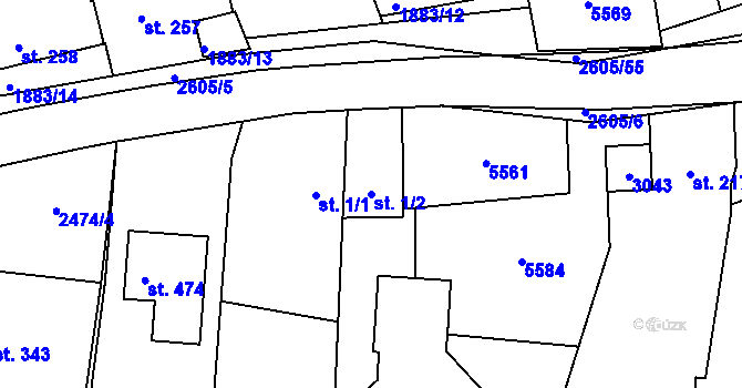 Parcela st. 1/2 v KÚ Nedachlebice, Katastrální mapa