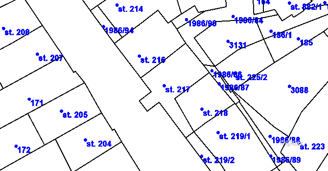 Parcela st. 217 v KÚ Nedakonice, Katastrální mapa