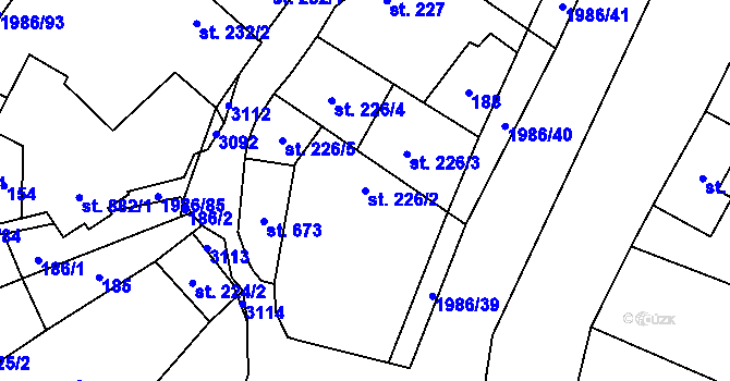 Parcela st. 226/2 v KÚ Nedakonice, Katastrální mapa