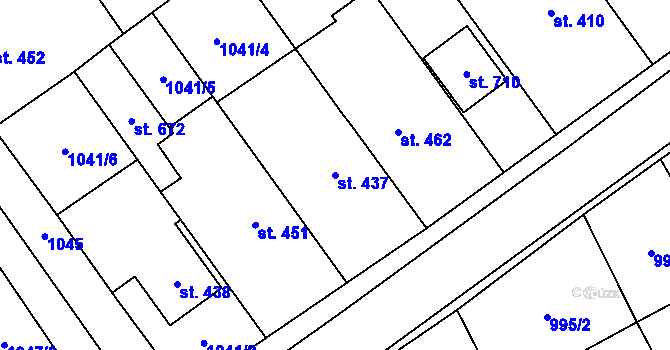 Parcela st. 437 v KÚ Nedakonice, Katastrální mapa