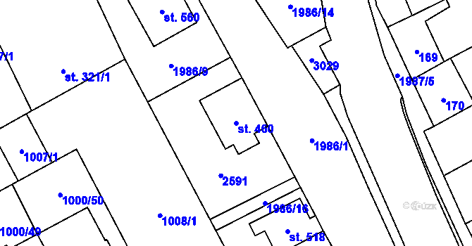 Parcela st. 460 v KÚ Nedakonice, Katastrální mapa
