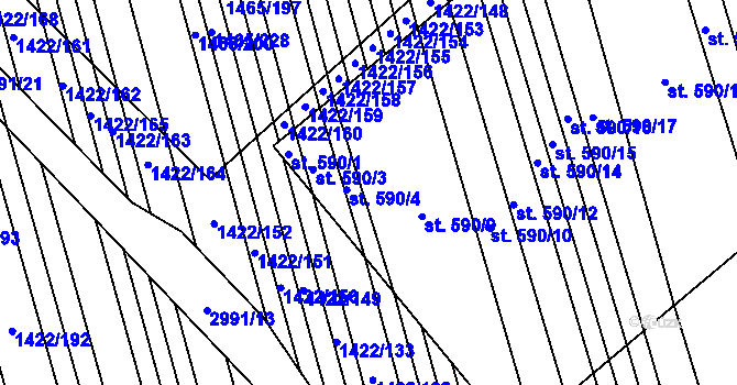 Parcela st. 590/5 v KÚ Nedakonice, Katastrální mapa