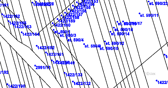 Parcela st. 590/9 v KÚ Nedakonice, Katastrální mapa