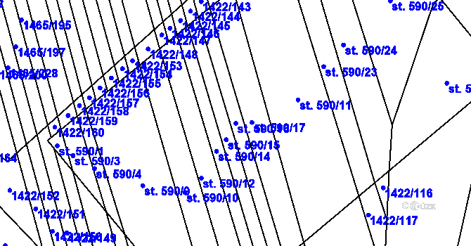 Parcela st. 590/16 v KÚ Nedakonice, Katastrální mapa