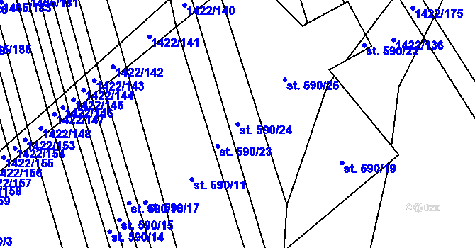 Parcela st. 590/24 v KÚ Nedakonice, Katastrální mapa