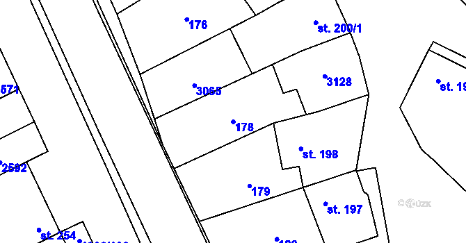 Parcela st. 178 v KÚ Nedakonice, Katastrální mapa