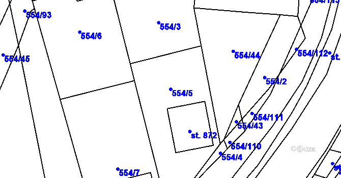 Parcela st. 554/5 v KÚ Nedakonice, Katastrální mapa